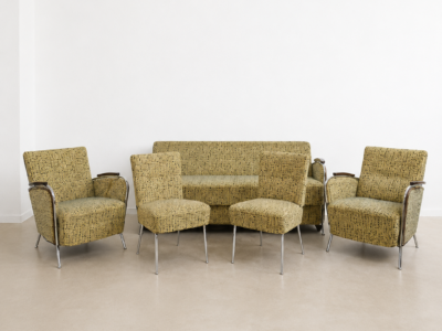 József Peresztegi Rare 5-Piece Bauhaus & Art Deco Seating Set, Hungary, 1950s