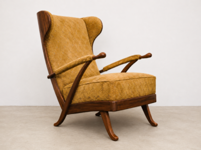 Prof.Karl Nothhelfer Cherry wood Wing Lounge chair for Schörle & Gölz - Germany 1960s