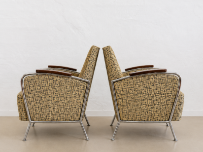 József Peresztegi Rare Bauhaus-Art Deco style Armchairs, Hungary 1950s