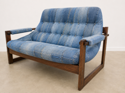 Percival Lafer MP-163 "Earth"  2-seater DENIM Sofa, Brazil, 1978